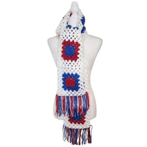 Handmade Crocheted Granny Square Scarf, OS Long